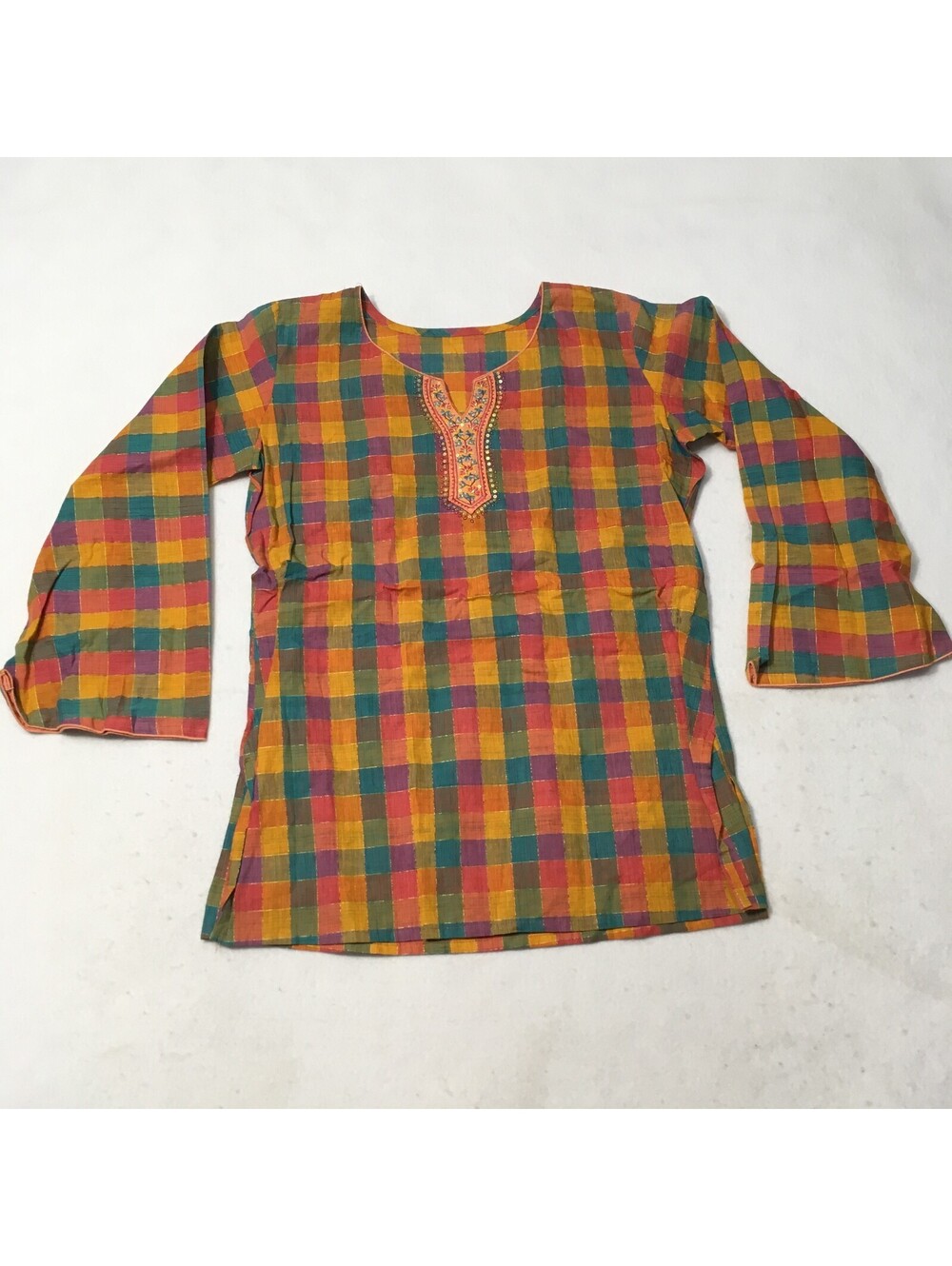 Women’s Boho Hippie Festival Size MEDIUM CHECK Cotton BLEND India Top